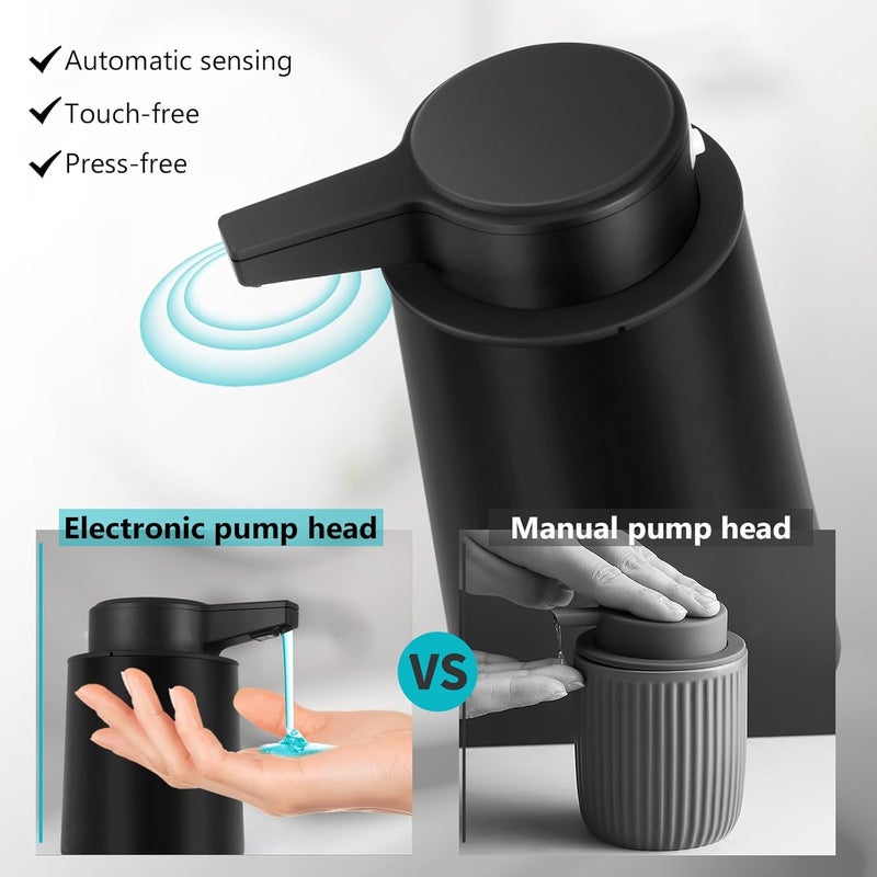 Phneems Automatic Soap Dispenser Liquid Touchless: 9oz Plastic Black 3-Level Adjustable Modern Rechargeable Electric Smart Auto Soap Dispenser - Bathroom Kitchen Hand Dish Lotion - Image 2